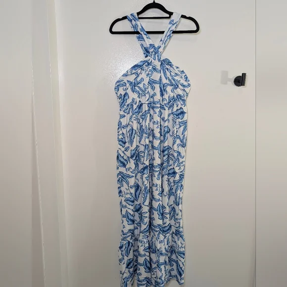 Grace Karin Blue Floral Halter Maxi Dress NWT Coastal Summer Size M Resortwear - Picture 8 of 9